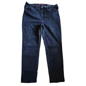 Gloria Vanderbilt Amanda Womens High Rise Jeans Size 18 Dark Blue Straight Leg
